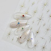 Resim Altın Gümüş Yıldız Lazer Pembe Renkli Pırıltılı Yıldız Işığı Parlak Rhinestones Kabartma Tırnak Sanatı Dekorasyonları Sticker Manikür Kararları 