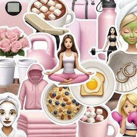 Resim 50 Adet SCXXBSW Sporcu Kız Stickerları - Tablet, Laptop, Su Şişesi için Fitness, Kişisel Bakım & Sağlıklı Yaşam Dekorasyonu - Yoga, Egzersizler, Cilt Bakımı ve Kahvaltı Tasarımlarına Sahip Canlı Motivasyonlu Çıkartmalar, Dayanıklı Aksesuarlar 