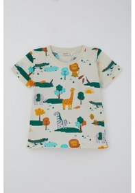 Resim Breeze Erkek Çocuk Şortlu Pijama Takımı Safari Temalı Sevmli Hayvancıklar Desenli 1.5-5 Yaş, Sarı 