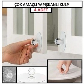 Resim Mutfak Banyo Dolap Gardrop Kulpu Çok Amaçlı 4 Adet Yapışkanlı Kulp Tutacak Askı 