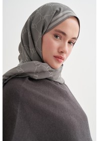 Resim Carell Grace Monogram Floş Şal Gri Çok Renkli 
