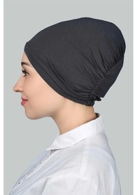 Resim Altobeh Hazır Pratik Geçmeli Lastikli Tesettür Bone - Füme 