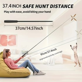 Resim 1 adet Uzatılabilir Kedi Teşvik Çubuğu, 95.0cm Uzunlukta 3 Bölümlü Teleskopik Kedi Çubuğu, Değiştirilebilir Tüy Başlığı ile, Karikatür Desenli Plastik Etkileşimli Oyuncağı, Pil Gerektirmez 