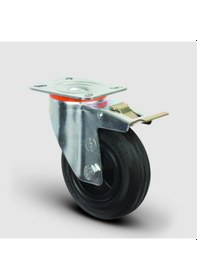 Resim EM01MKR125F Döner Tablalı Frenli Plastik-Kauçuk Tekerlek 