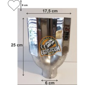 Resim Egzozcum Kalp Şeklinde Çiftli Eşit Egzoz Ucu Paslanmaz Krom Eksoz Başlığı 60 Mm. 
