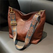 Resim Boho Chic Büyük Kapasiteli Kadın Omuz Çantası, Vintage Geniş Askılı Çapraz Vücut Tote, Günlük Seyahat Çantası 