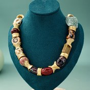 Resim Vintage ilhamlı çok renkli sahte seramik kalın kolye, denizyıldızı ve dalgalarla - Partiler ve rahat kıyafetler için şık alaşımlı kolye takıları, plaj aksesuarı 