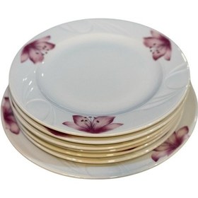 Resim Grande Porselen 7 Parça Pasta Servis Takımı - Pasta Tatlı Sunum Tabağı Beyaz 