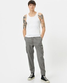 Resim Koton Kargo Cepli Pantolon Jogger Slim Fit Beli Bağcıklı Gri 4sam40089hw Gri 