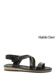 Resim Gönderi(r) Kadın Siyah Hakiki Deri Sandalet 