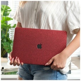 Resim Apple Uyumlu MacBook Air 13 Kılıf Simli Parlak Vinil Sert Hard Case Tpu Taban İnce Hafif A2337 A2179 A1932 Bordo 