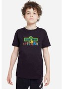 Resim Susam Sokağı Baskılı Unisex Çocuk Siyah T-Shirt 