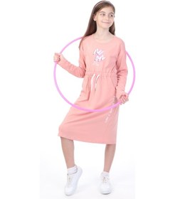 Resim Toontoy Kız Çocuk Neon Baskılı Elbise Koyu Pudra 