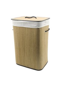 Resim Dikdörtgen Hasır - Ahşap Kirli Çamaşır Sepeti 42x32x60cm Seyyar K Çok Renkli 