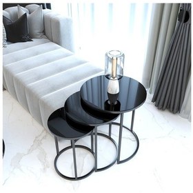 Resim Faymend Ecol Desing Siyah Metal Zigon Sehpa 3 Lü Siyah 