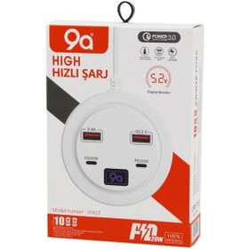 Resim Hıgh Power 3.0 Vfast Ky-100 Çoklu 4 Lü Hızlı Şarj Seti 2ad -pd20w Type-c - 2.1a + Qc3.0 Usb 2.4w Go-53-vice 00585 
