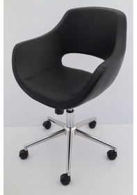 Resim Ultra Siyah Deri Ofis Sandalyesi 