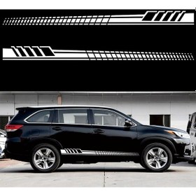 Resim Sones 2 Adet/takım D-707 Çizgili Totem Desen Araba Modifiye Dekoratif Etiket Beyaz 