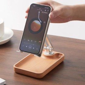 Resim Coverzone Profesyonel Tok Alüminyum Stand Ahşap Tabanlı Business Model A Sınıfı Malzeme Döner Tablet Akıllı Telefon Standı Masaüstü Stand Katlanabilir Cep Telefonu Telefon Tutucu A.Kahverengi TM01 