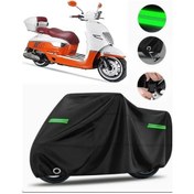 Resim Sunshine011 Arora Malibu Pro Uyumlu Siyah Motosiklet Brandası Reflektörlü Kilit Uyumlu Uv Koruma Su Geçirmez Motor Örtüsü 