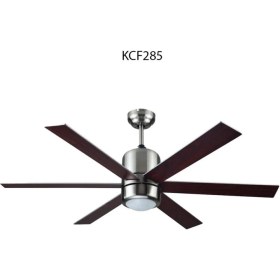 Resim Sekizgen Led Metal KCF-285 122 cm Çap Saten Nikel + Venge Kanat Avizeli Vantilatör 6 Kanatlı Büyük Tip A 6 A'da 
