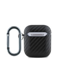 Resim Apple Uyumlu AirPods Kılıf Redbull Lisanslı Pu Karbon Fiber Tasarımlı Askı Aparatlı Kapak Siyah 