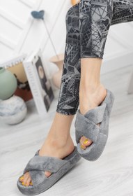 Resim Moda Frato Modafrato SMT-02 Çapraz Kadın Ev Terliği Kışlık Yünlü Terlik 