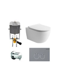 Resim Turavit Rondo Kanalsız Beyaz Asma Klozet Rnd5512, Nkp Yavaş Kapak, Creavit Terra Gömme Rezervuar Set Diğer 