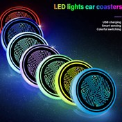 Resim LED Akıllı Bardak Matı, 7 Renk Değiştirme, Otomatik Anahtar Değiştirme, USB Şarj, Kaymaz, Titreşim Sensörü, Otomatik Kapanma, Akrilik Malzeme, Araba İçi Kullanım İçin 