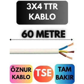 Resim Öznur 3x4 Ttr Kablo Metre Seçenekli Beyaz - 60mt 