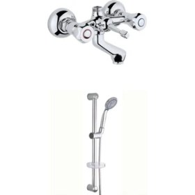Resim ARÇE Klasik Çevirmeli Banyo Bataryası Ve Sürgülü Duş Takımı 