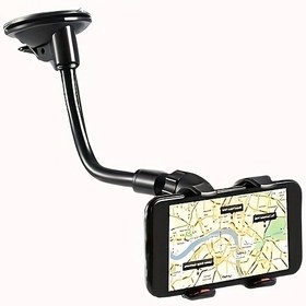Resim 1 Adet Çok Fonksiyonlu 360° Ayarlanabilir Esnek Boyunlu Emme Tabanlı Araç Telefon Tutucu, Sağlam Emme Tabanı, Kolay Kurulum, Mobil GPS ve Kamera için Uygun, Çift Klipsli 