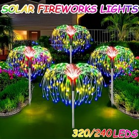 Resim 4 Adet Güneş Enerjili Karahindiba Bakır Tel Işıklar, 8 Aydınlatma Modu, Akıllı Sensör, 240/320 LED, Çim Bahçe Dekorasyonu, Açık Hava Parti Düğün Süslemesi 