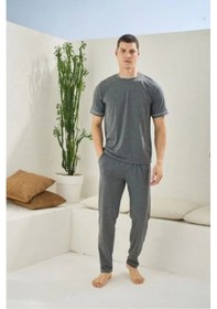 Resim Moon Wear Erkek 2092 Erkek O Yaka Pijama Takım Antrasit 