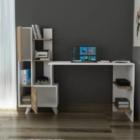 Resim BMdekor Çalışma Masası Artema Beyaz Ceviz 