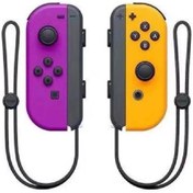 Resim Tenfowee Nintendo Switch Joycon Kablosuz Bluetooth Oyun Kumandası - Mor Turuncu Renk Ve Bilek Kayışı Çifti 