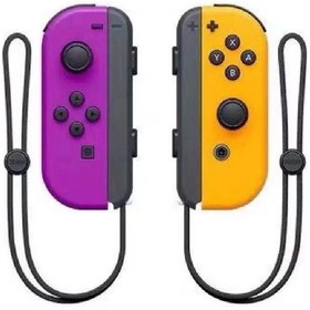 Resim Tenfowee Nintendo Switch Joycon Kablosuz Bluetooth Oyun Kumandası - Mor Turuncu Renk Ve Bilek Kayışı Çifti 