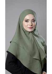 Resim Hürrem Bone Fıstık Yeşili Pratik Hazır Geçmeli Tesettür Eşarp Pamuk Caz Kumaş Çift Katlı Düz Hijab 2303 36 