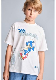 Resim Defacto Sonıc The Hedgehog Lisanslı New Regular Fıt Bisiklet Yaka Kısa Kollu Ecru Tişört Erkek Çocuk H8433a826hser105 Ekru-er105 