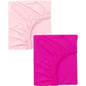 Resim 2 Adet 40 X 80 + 10 Cm Anne Yanı Lastikli Penye Kumaş Bebek Çarşafı-fuşya Pembe 