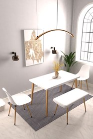Resim VİLİNZE Eames Sandalye-bank Avanos Ahşap Mdf Mutfak Masası Takımı - 70x120 Cm 