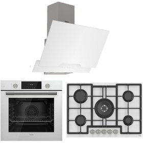 Resim Ferre Flowart Luxury Serisi Beyaz Ankastre Set ( D064 - Ed036 - Qms63cb ) 