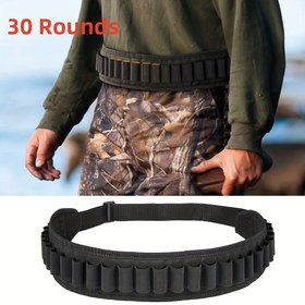 Resim 30 Mermili Omuz Askılı Mermi Bandolier Kemer - Ağır Hizmet Tipi Polyester Avcılık & Atıcılık Kemeri, 30 Mermi Kapasiteli, Ayarlanabilir Çıtçıtlı Kapanış 
