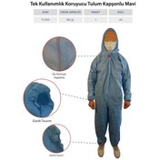 Resim Tek Kullanımlık Koruyucu Tulum Fermuarlı Kapşonlu Mav İl 40 Adet 