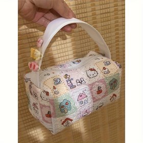 Resim 1 adet Sanrio Sevimli Minimalist El Çantası Taşınabilir Seyahat Tuvalet Çantası Büyük Kapasiteli Saklama Çantası 