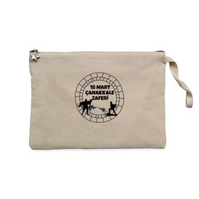 Resim 18 Mart Kahramanlık Çemberi Krem Clutch Astarlı Cüzdan / El Çantası - Krem 