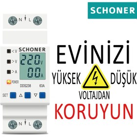 Resim SCHONER Schoner Voltaj Koruma Rölesi Voltaj Koruyucu Yüksek Alçak Voltaj Akım Yıldırım Koruma Monofaz (63a) 