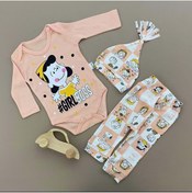 Resim Mnk Baby&Kids Penye Kukuleta Şapkalı Badili 3lü Bebek Takımı Mnk0371 Somon 