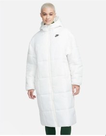 Resim Nike Sportswear Classic Puffer Therma-fıt Kapüşonlu Beyaz Kadın Mont Geniş Kalıp Fb7675133 001 
