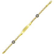 Resim Altın Çocuk Künyesi Nazar Boncuklu Sarı Altın 